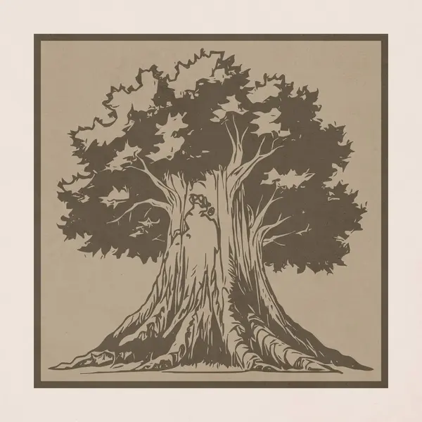 식물학적 추상적인 나무요 덮개를 디자인 미니멀리즘 작풍에 훈장에 인쇄를 — 스톡 사진
