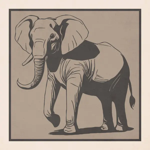 Elefante Animales Línea Arte Diseño Del Logotipo Impresión Camiseta Diseño — Foto de Stock
