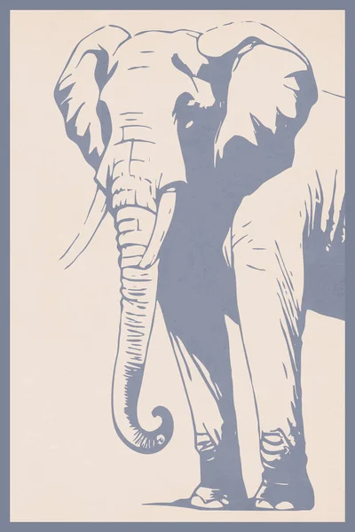 Slon Zvířata Čára Umění Návrh Loga Potisk Trička Design Tetování — Stock fotografie