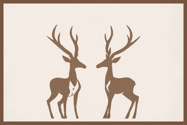 Gazelle Animal Illustration Printable Pattern Wall Decorations Minimalist Style Cover — Stock Photo, Image