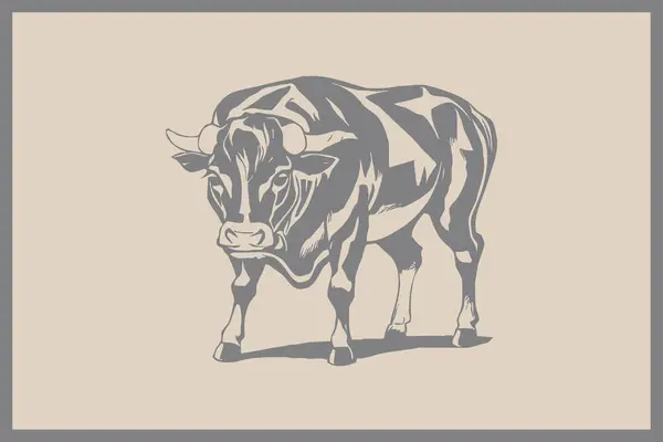 Toro Español Ilustración Animal Patrón Imprimible Para Decoraciones Pared Estilo — Foto de Stock