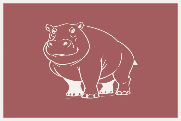 Hippopotame Art Linéaire Motif Imprimable Pour Les Décorations Murales Dans — Photo