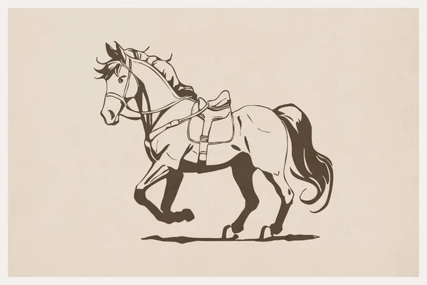 Cavalo Arte Linha Padrão Imprimível Para Decorações Parede Estilo Minimalista — Fotografia de Stock