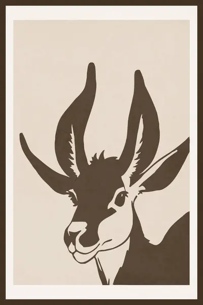 ガゼル 動物のイラスト ミニマリストスタイルの壁装飾のための印刷可能なパターン カバーデザイン タトゥー用 — ストック写真