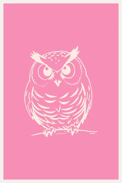 Uggla Linjekonst Logotypdesign För Användning Grafik Shirt Tryck Tatuering Design — Stockfoto
