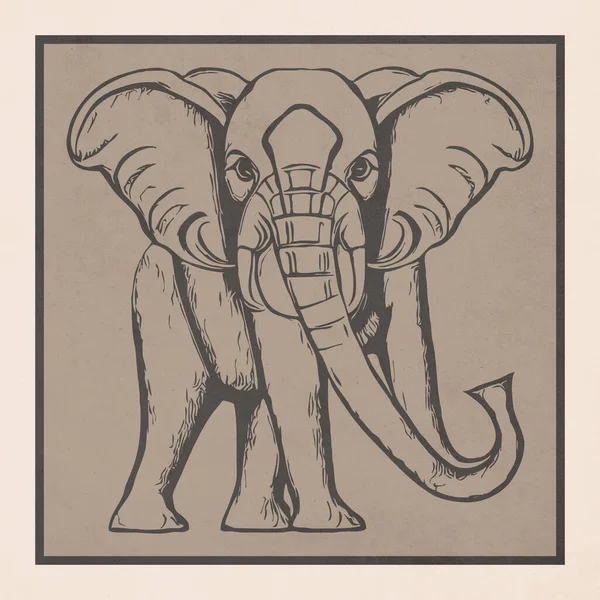 Elefante Animales Línea Arte Diseño Del Logotipo Impresión Camiseta Diseño —  Fotos de Stock