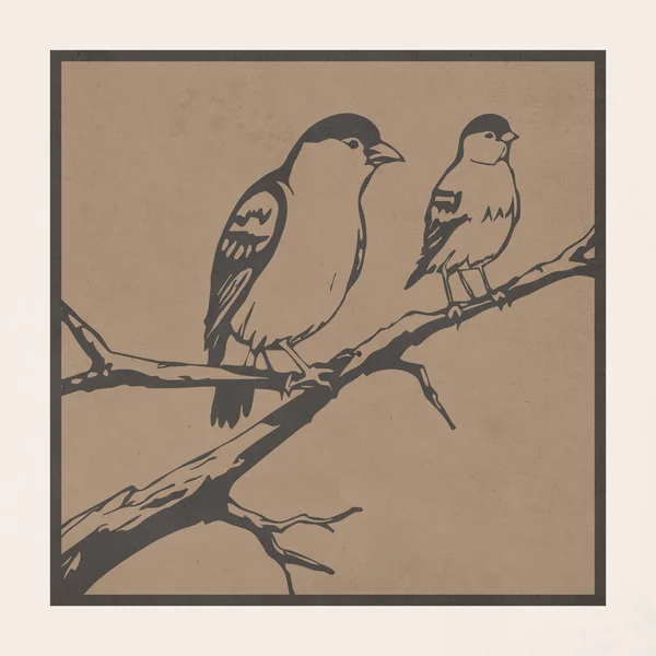 Bird Botanical Illustration Animals Line Art Logo Design Use Graphics — Stock Photo, Image