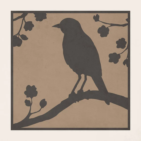 Oiseau Illustration Botanique Animaux Ligne Art Conception Logo Pour Une — Photo