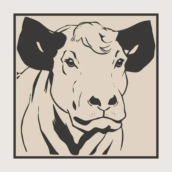 スペインの雄牛 動物のイラスト ミニマリストスタイルの壁装飾のための印刷可能なパターン カバーデザイン タトゥー用 — ストック写真