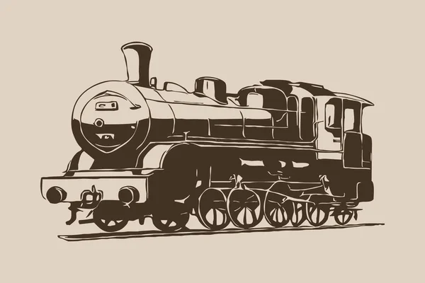 Antique Locomotive Line Art Logo Design Use Graphics Shirt Print — Stock Photo, Image