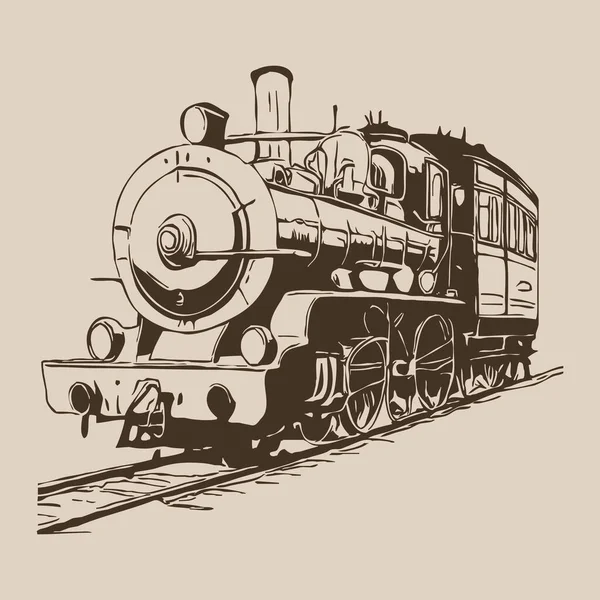 Antieke Locomotief Lijnkunst Logo Ontwerp Voor Gebruik Graphics Shirt Print — Stockfoto
