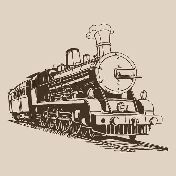 Antika Lokomotif Çizgi Çalışması Grafiklerde Kullanmak Için Logo Tasarımı Tişört — Stok fotoğraf