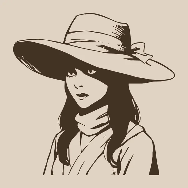 フィクションの女性キャラクター ヴィンテージラインアート グラフィックで使用するためのロゴデザイン Tシャツプリント タトゥーデザイン — ストック写真