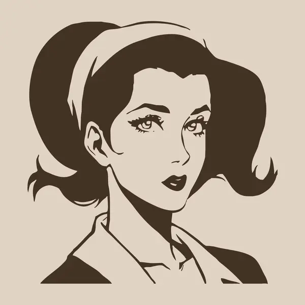 Fictief Vrouwelijk Karakter Vintage Lijn Kunst Logo Ontwerp Voor Gebruik — Stockfoto