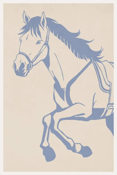 Άλογο Γραμμική Τέχνη Εκτυπώσιμο Σχέδιο Για Διακοσμήσεις Τοίχων Μινιμαλιστικό Ύφος — Φωτογραφία Αρχείου
