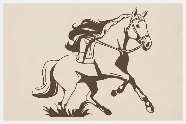 Cavalo Arte Linha Padrão Imprimível Para Decorações Parede Estilo Minimalista — Fotografia de Stock