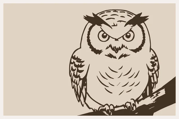 Owl Line Art Logo Design Use Graphics Shirt Print Tattoo — Stock Photo, Image
