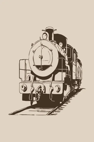 Locomotiva Antiga Arte Linha Design Logotipo Para Uso Gráficos Shirt — Fotografia de Stock