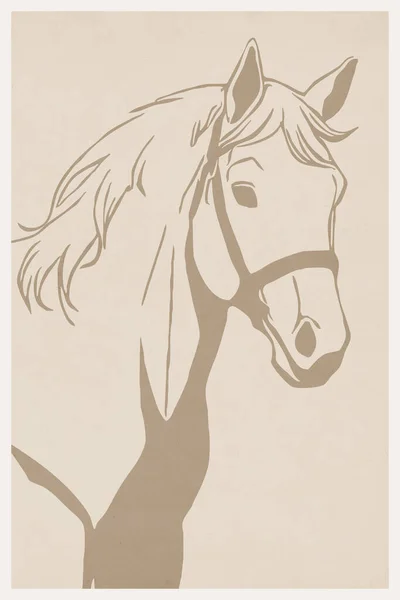 Horse . Line art. Printable pattern for wall decorations in a minimalist style. Cover design, logo, for tattoos.