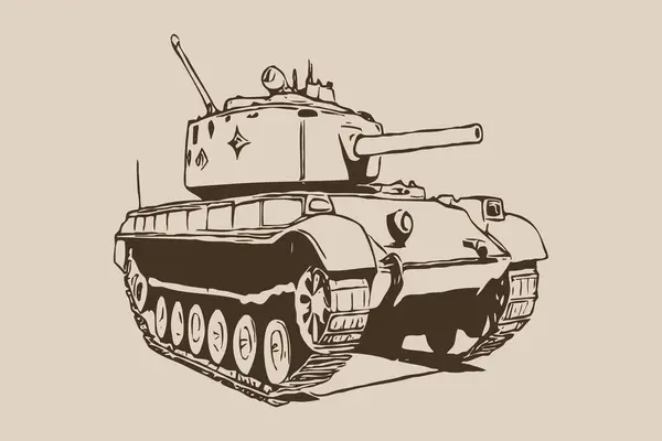 Tank . Line art. Logo design for use in graphics. T-shirt print, tattoo design. Minimalist illustration for printing on wall decorations.