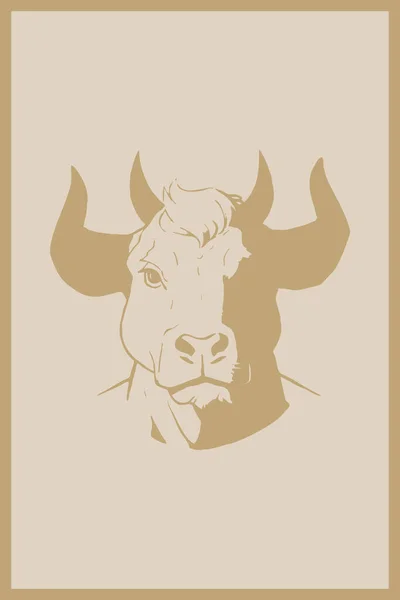 Spanish bull. Animal illustration. Printable pattern for wall decorations in a minimalist style. Cover design, logo, for tattoos