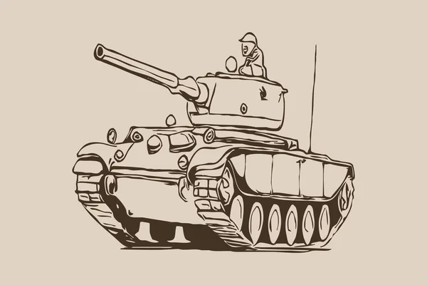 Tank . Line art. Logo design for use in graphics. T-shirt print, tattoo design. Minimalist illustration for printing on wall decorations.