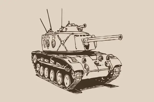 Tank . Line art. Logo design for use in graphics. T-shirt print, tattoo design. Minimalist illustration for printing on wall decorations.
