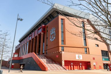 Liverpool, İngiltere - 23 Mart 2022. Liverpool Anfield Stadyumu, İngiltere .