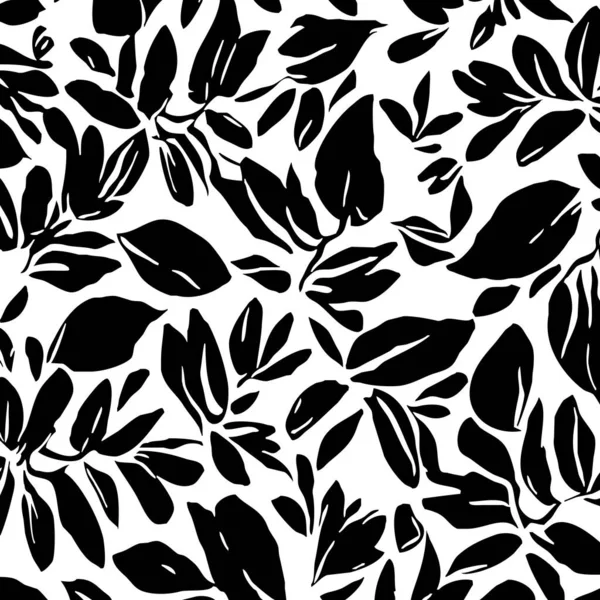 Černobílý Botanický Vzor Pro Použití Grafice Materiálech Abstraktní Tvary Rostlin — Stock fotografie