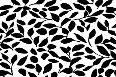 Siyah beyaz botanik deseni. Grafiklerde ve malzemelerde kullanmak için. Soyut bitki şekilleri. Duvar dekorasyonlarına yazdırmak için minimalist illüstrasyon.