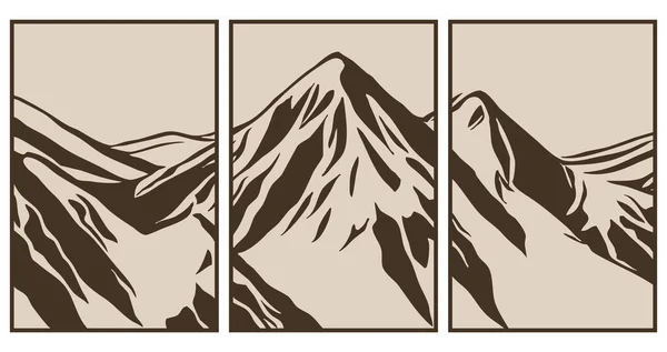 Mountain landscape . Line art. Logo design for use in graphics. T-shirt print, tattoo design. Minimalist illustration for printing on wall decorations.