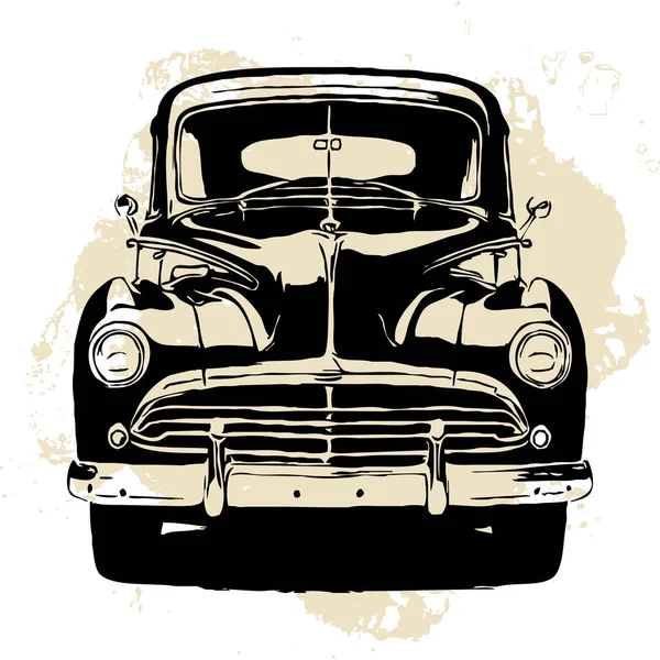 Retro car silhouette. Line art. For use on logos, icons, covers, wall decorations.