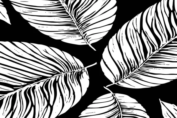 Black and white botanical pattern. For use in graphics, materials. Abstract plant shapes. Minimalist illustration for printing on wall decorations.