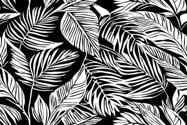 Modèle Botanique Noir Blanc Pour Une Utilisation Dans Les Graphiques — Photo