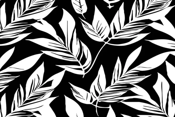 Černobílý Botanický Vzor Pro Použití Grafice Materiálech Abstraktní Tvary Rostlin — Stock fotografie