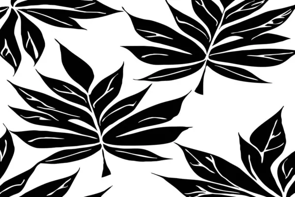 Black White Botanical Pattern Use Graphics Materials Abstract Plant Shapes — Stock Photo, Image