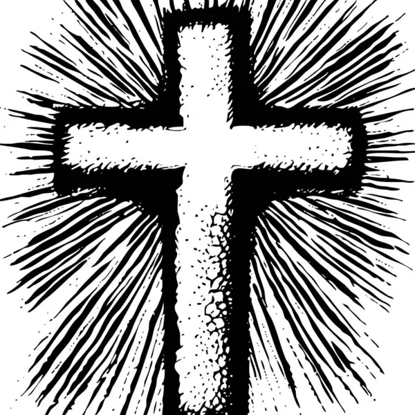 Religious cross. Christian Illustration for Graphic Design. Artistic brush strokes, ink stains.