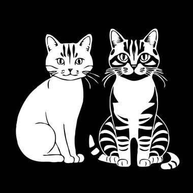 Kedi. Hayvan siyah ve beyaz çizimi. Grafiklerde kullanılmak üzere logo tasarımı. 