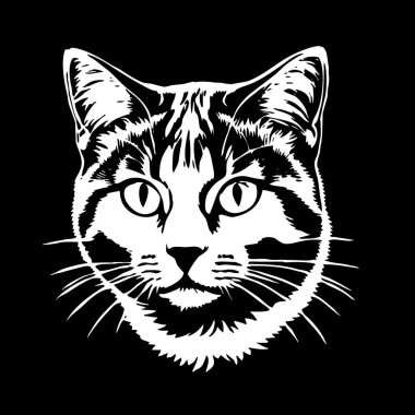 Kedi. Hayvan siyah ve beyaz çizimi. Grafiklerde kullanılmak üzere logo tasarımı. 