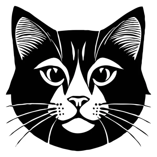 Kedi. Hayvan siyah ve beyaz çizimi. Grafiklerde kullanılmak üzere logo tasarımı. 