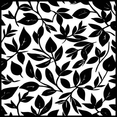 Siyah beyaz botanik deseni. Grafiklerde ve malzemelerde kullanmak için. Soyut bitki şekilleri. Duvar dekorasyonlarına yazdırmak için minimalist illüstrasyon.