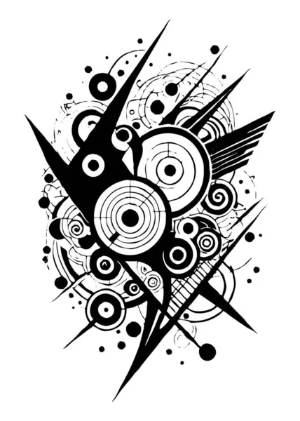 Geometric black and white pattern for tattoos, logos, for printing on wall decorations, fabrics, for use in graphics.