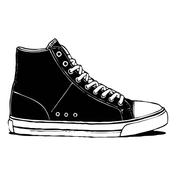 Shoes . Logo design for use in graphics. T-shirt print, tattoo design. Minimalist black and white illustration for printing on wall decorations.