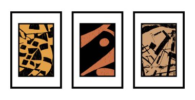3 soyut desenli bir set. Duvar süslemeleri için resim. Grafiklerde kullanmak için.