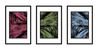 3 soyut desenli bir set. Duvar süslemeleri için resim. Grafiklerde kullanmak için.