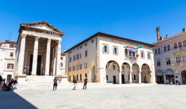 Pula Hırvatistan Yarımadası Istria 29 Nisan 2022. Şehrin mimarisi..
