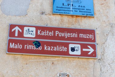 Pula Hırvatistan Yarımadası Istria 29 Nisan 2022. Şehrin mimarisi..