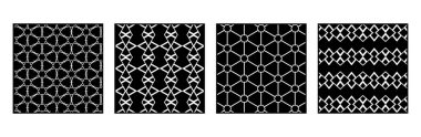 Kumaş, duvar kâğıdı, broşür, kartvizit için 4 adet doğulu siyah beyaz desen. Grafiklerde kullanmak için. 