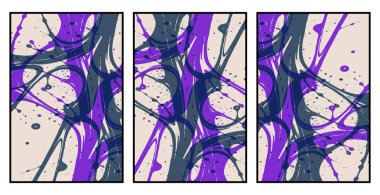 3 soyut desenli bir set. Duvar süslemeleri için resim. Grafiklerde kullanmak için.