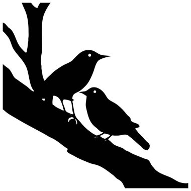 Kuş. Hayvan siyah ve beyaz çizimi. Grafiklerde kullanılmak üzere logo tasarımı. 